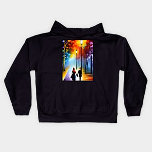 Couple Nighttime Walk Kids Hoodie